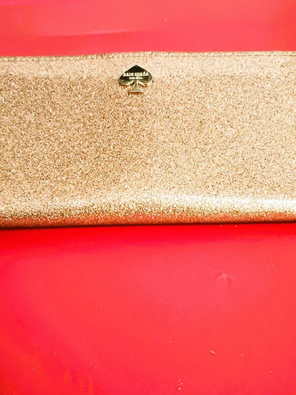Kate Spade Glitter Bifold Wallet Gold Sparkle
